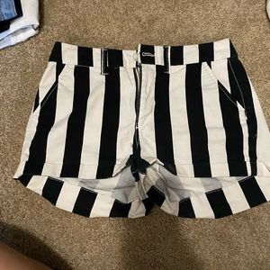 AE black & white striped jean shorts
